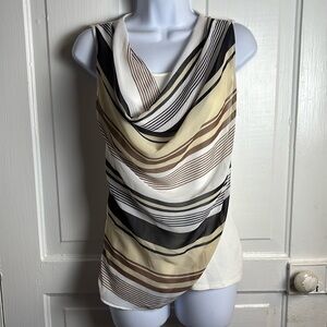 New York & Company NWT Cowl Neck Striped Blouse Size Small